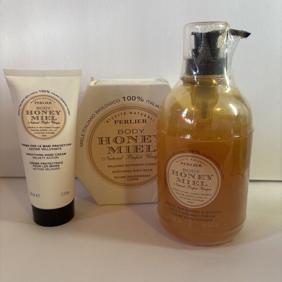 Perlier Body Honey Miel Bath Shower Cream, Body Balm, Hand Cream All New **READ*